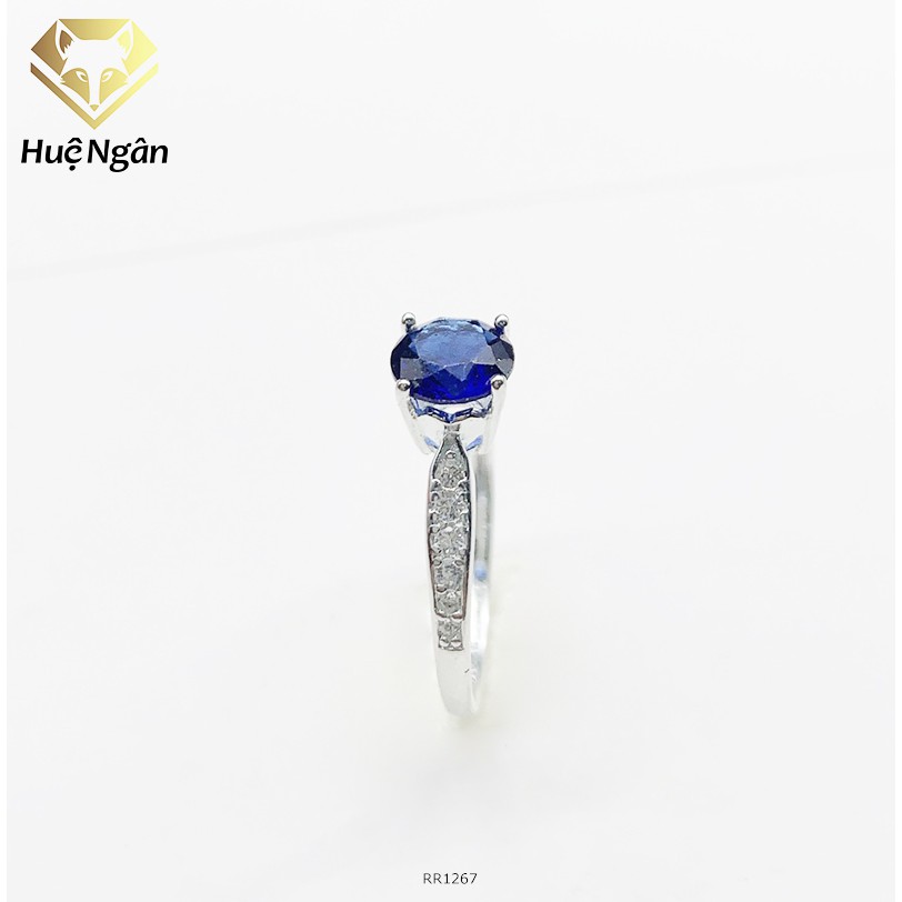 Nhẫn bạc nữ 925 Huệ Ngân - Đá chủ 4 chấu viền tim RR1267