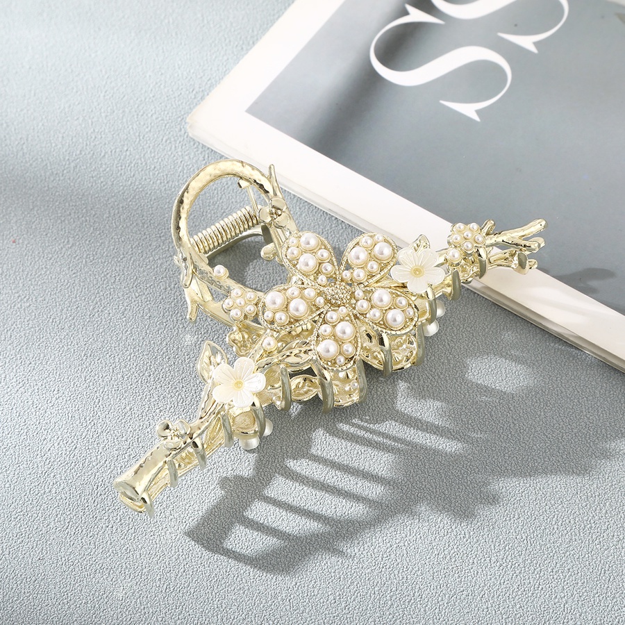 Kẹp Tóc Hợp Kim Hình Hoa Đính Ngọc Trai Nhân Tạo Thời Trang