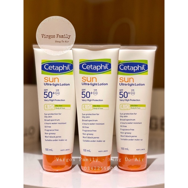 Kem chống nắng cho da dầu Cetaphil Sun SPF 50+ Ultra Light Lotion 100ml