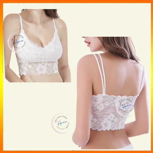Áo Ngực Nữ Brallete 2 Dây Phối Ren Hình Hoa Có Mút Nâng Ngực Sexy Quyến Rũ Hanva
