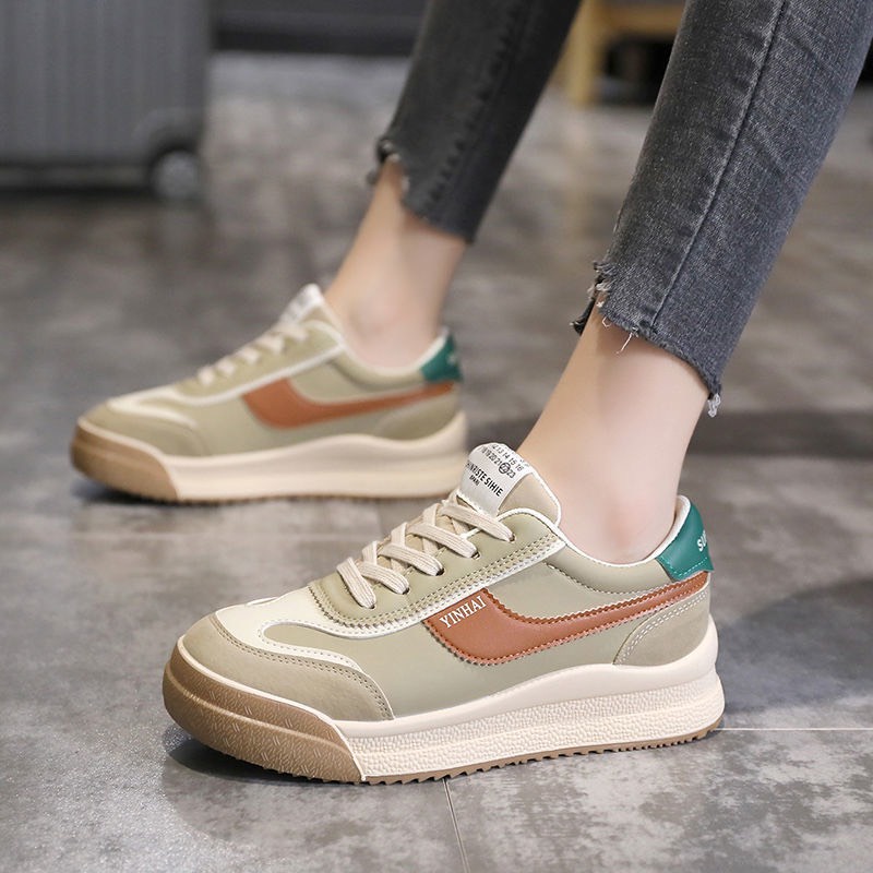 Giày Sneaker Thể Thao Nữ Slim Vạt Da Phối Màu Cực Xinh | BigBuy360 - bigbuy360.vn