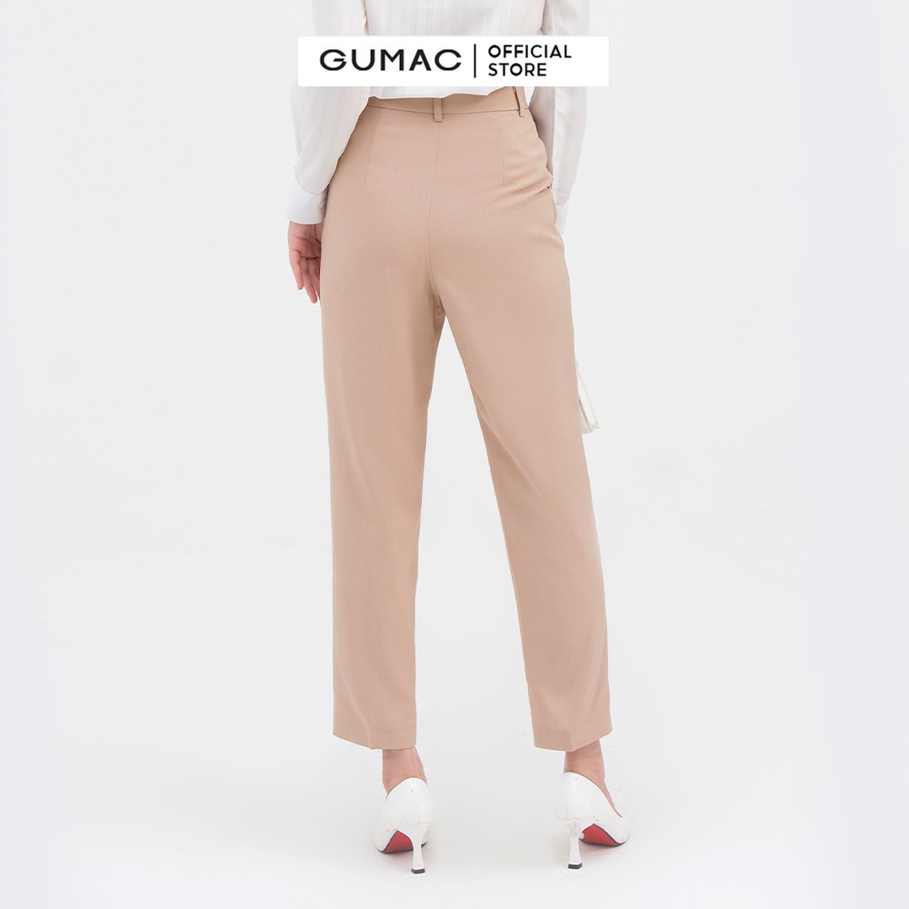 Quần tây nữ 2 ly GUMAC công sở màu nâu dáng cơ bản thanh lịch QB846