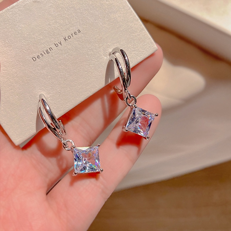 Bông Tai Hình Vuông Đính Đá Zircon Thời Trang Sang Trọng Phong Cách Hàn Quốc 2022