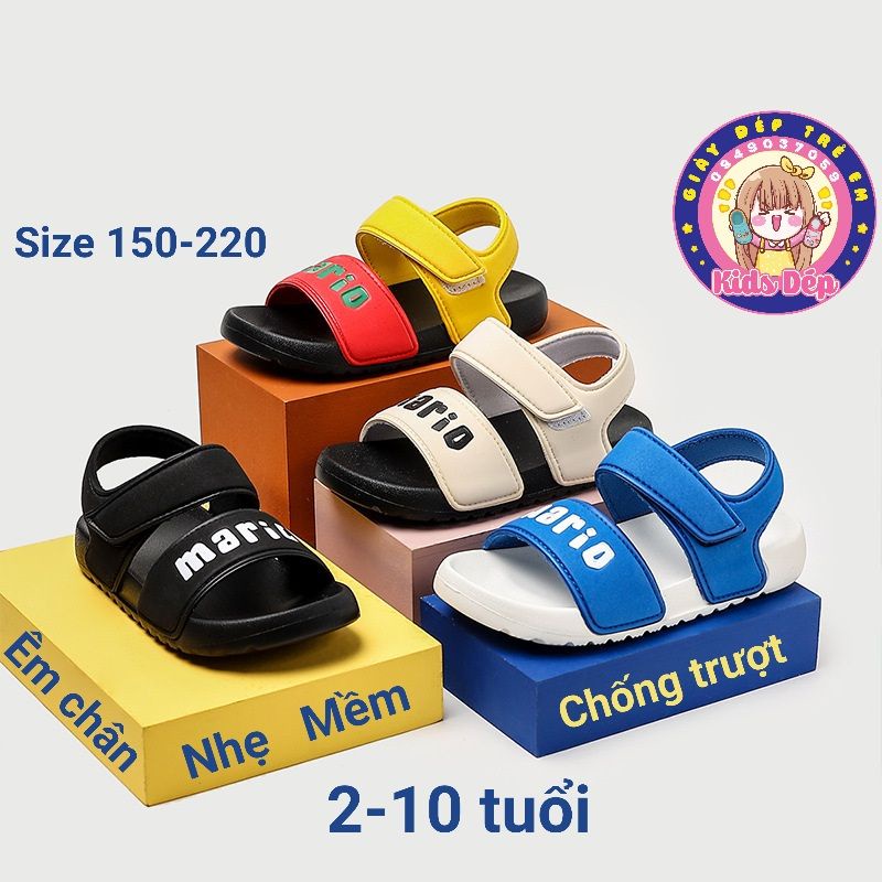 Sandal quai dán Cheerful Mario QL-1108 mẫu mới 2022 cho bé trai gái 2-10 tuổi