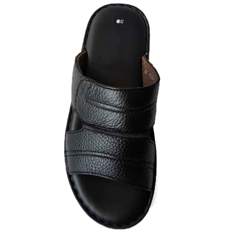 Dép Da Nam Da Bò Thật, Dép Nam Quai Ngang Da Bò Thật Khâu Đế Cao Cấp HKT Shop DNA750