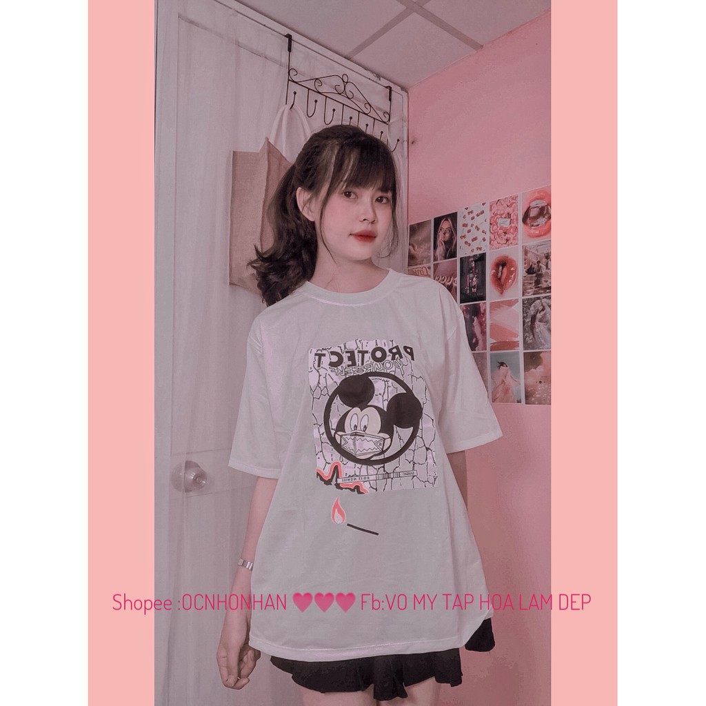 Set áo thun fom rộng phối chân váy tầng