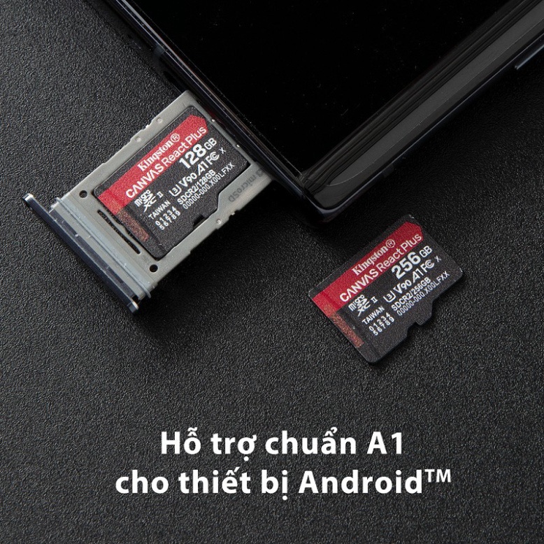Thẻ nhớ micSDXC Kingston Canvas React Plus V90 256GB 300mbs/260mbs quay video UHS-II 4K/8K, Flycam HD MLPMR2/256GB | BigBuy360 - bigbuy360.vn