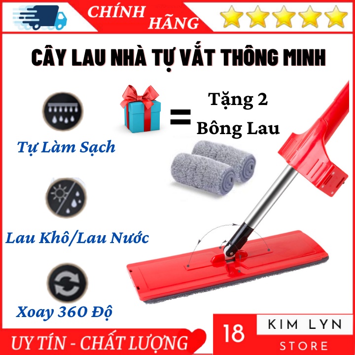 Cây lau nhà tự vắt Chổi lau nhà thông minh, sử dụng đơn giản, tiết kiệm thời gian, xoay 360 độ  BH 12 tháng