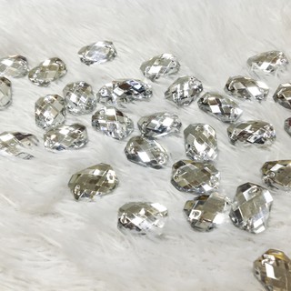 Hạt đá acrylic kết áo hình chữ nhật 3d ánh bạc tráng gương size 1.8cm lấp lánh