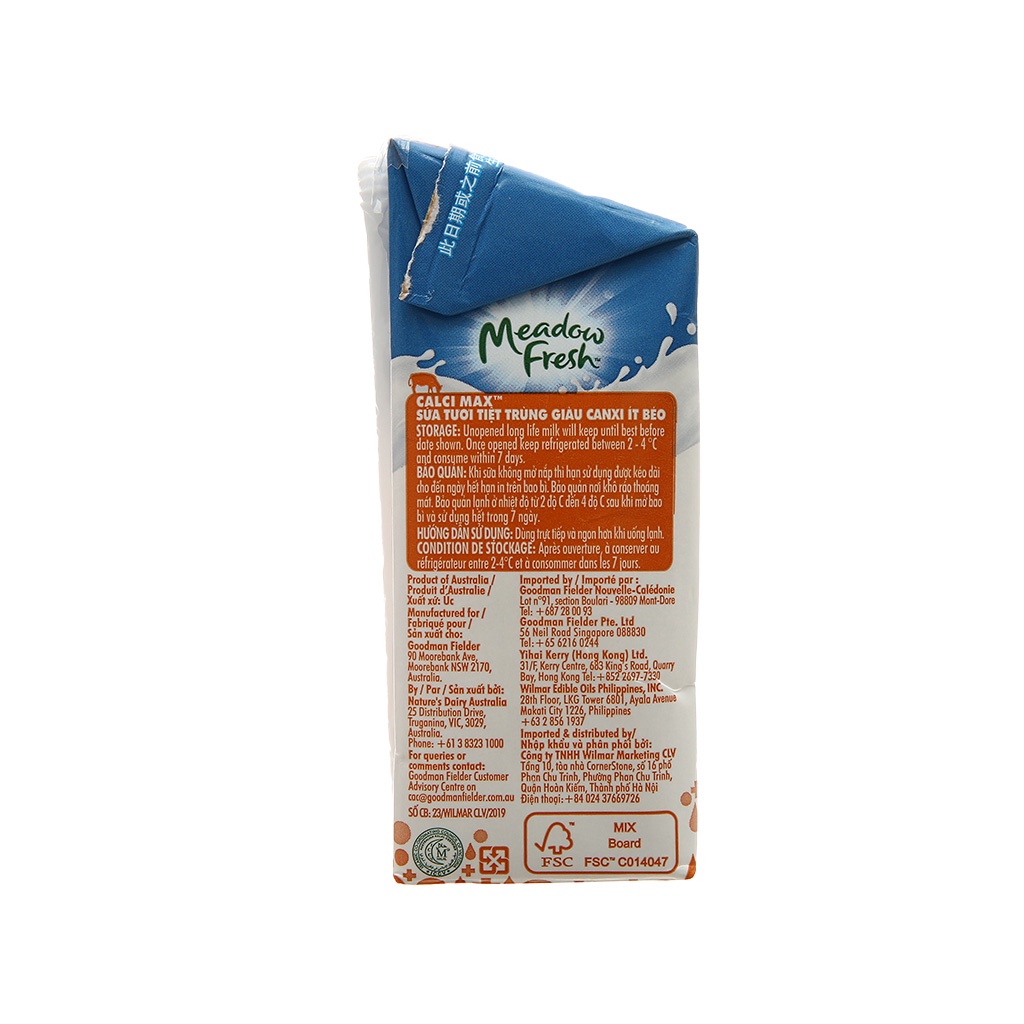 Sữa Tươi Tiệt Trùng MEADOW FRESH CANXI 200ml - Nhập khẩu Úc
