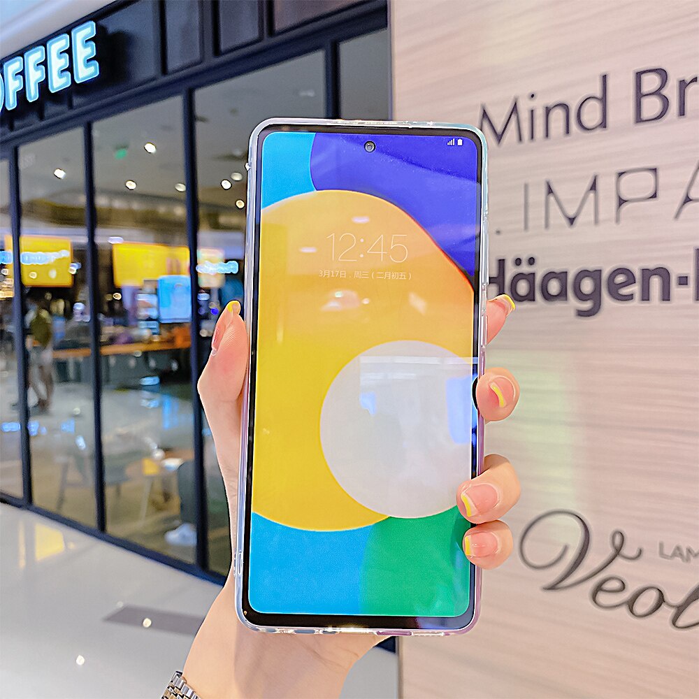 Ốp điện thoại mềm trong suốt in đá hoa cương màu laser cho Samsung Galaxy A52 A72 A32 5G A22 A12 A82 S21 Plus