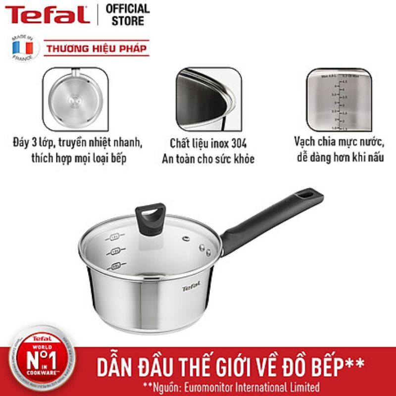 Quánh/ Nồi canh một tay cầm inox 18cm Tefal Simpleo