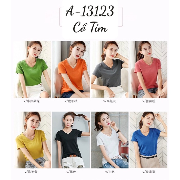 Áo BIGSIZE cổ tim Basic trơn 13123
