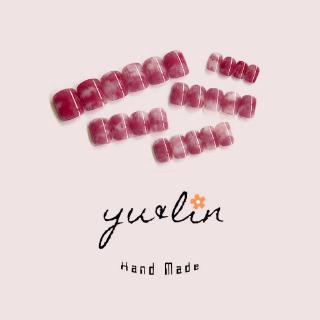 【Yulin】24Pcs Cute pink Fashion False Nails Finished Nail Patch Short  Fake Nails Wearable Nails Stickers Waterproof