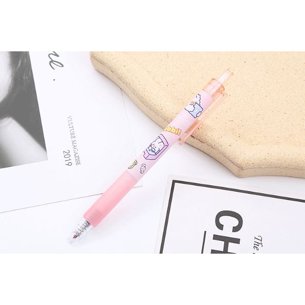 Bút Gel Bấm Bé Thỏ Mực Đen 0,5mm Dễ Thương H199