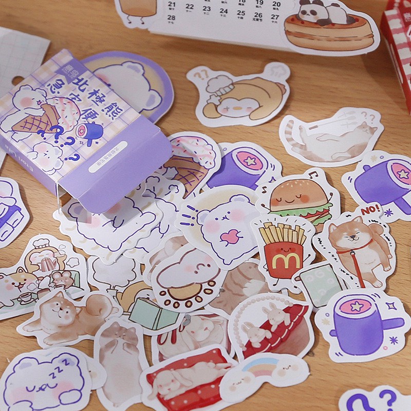 [HD33] Bộ 45 hình dán sticker dễ thương trang trí sổ tay DIY