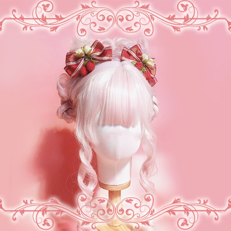 Kẹp Tóc Đính Nơ Họa Tiết Hoa Phong Cách Lolita