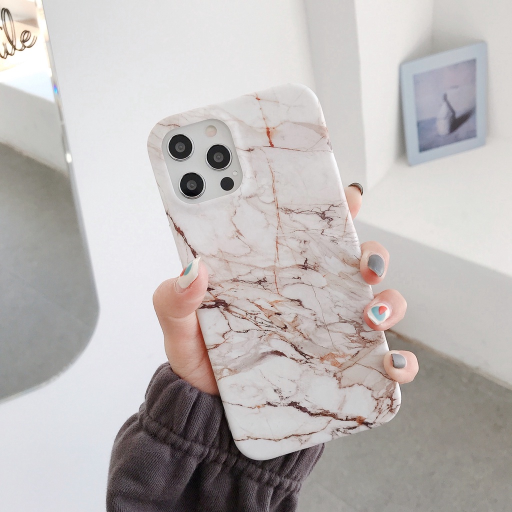 Ốp điện thoại dẻo kết cấu vân đá cẩm thạch nhám thời trang thích hợp cho iPhone 13 Pro Max 12 11 Pro Max 7 8 Plus