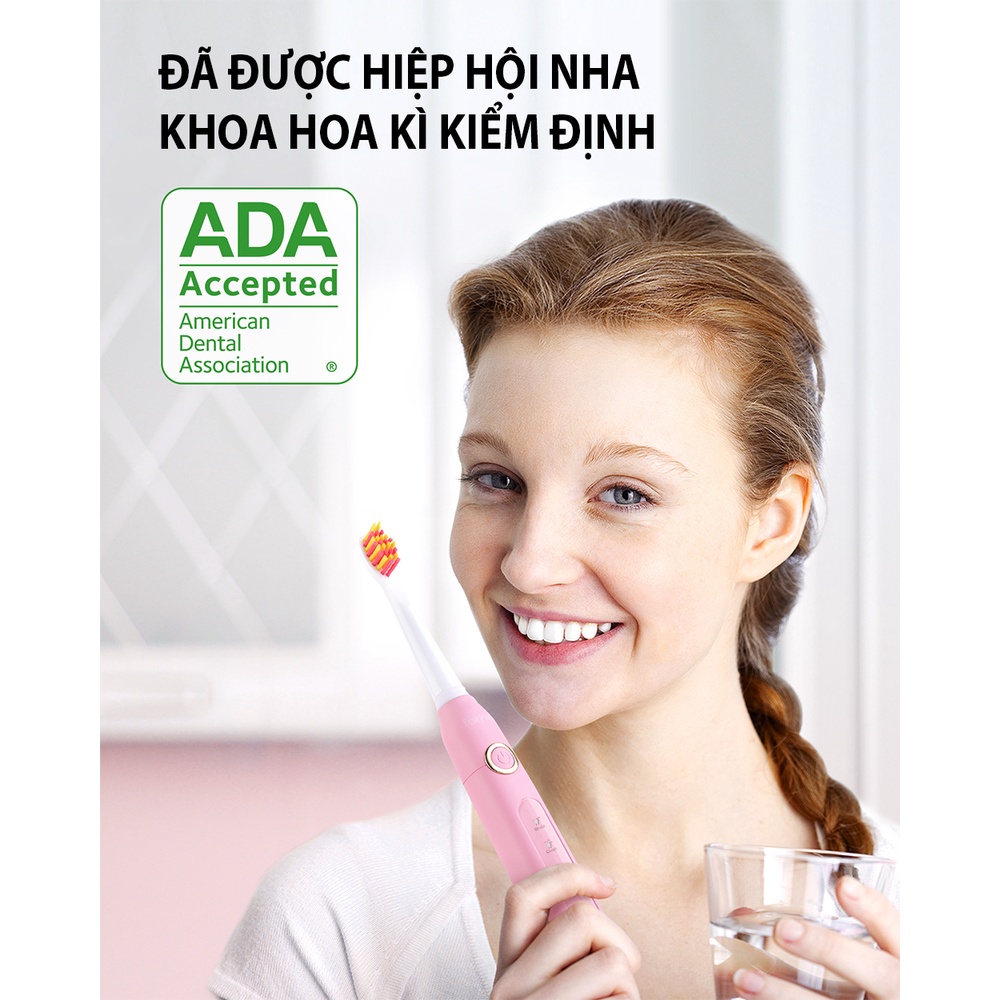 Bàn chải đánh răng điện FAIRYWILL D7 tặng kèm 3 đầu thay đặc biệt 5 chế độ làm sạch