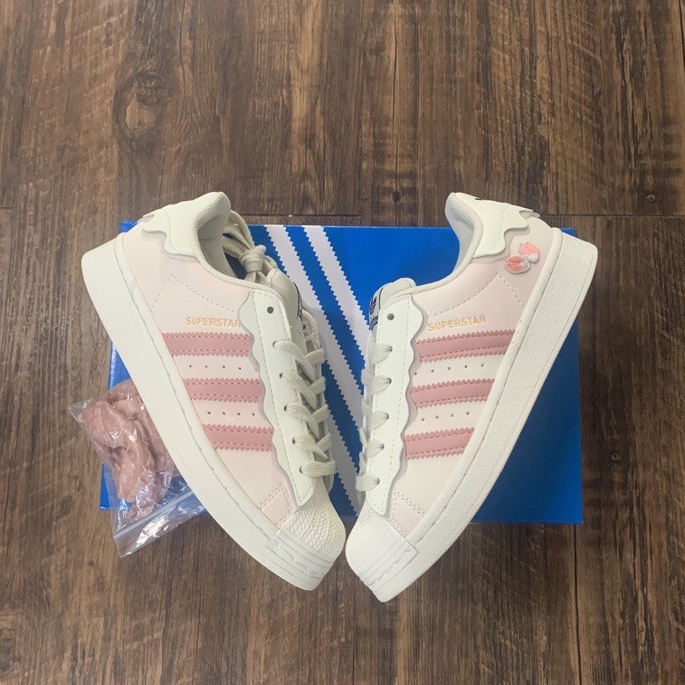 Giày thể thao nữ adidas Superstar sò hồng kem,xanh kem hót trend ful box