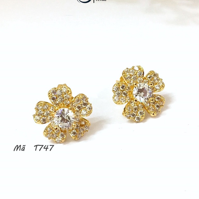 Khuyên Tai Hoa Nữ Nút Nụ T747 Đính Đá