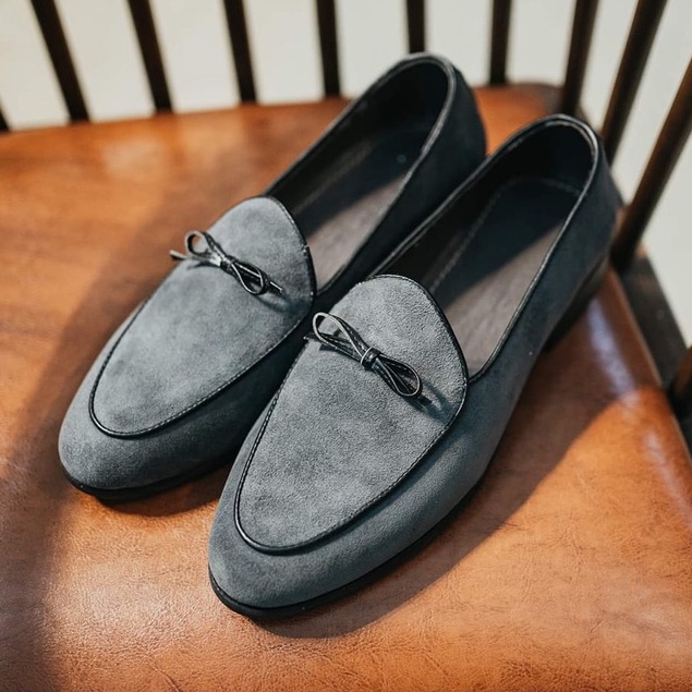 Giày lười nam da lộn ERMAND da bò thật bảo hành 1 năm kiểu dáng Belgien Loafer sành điệu - Mã T140