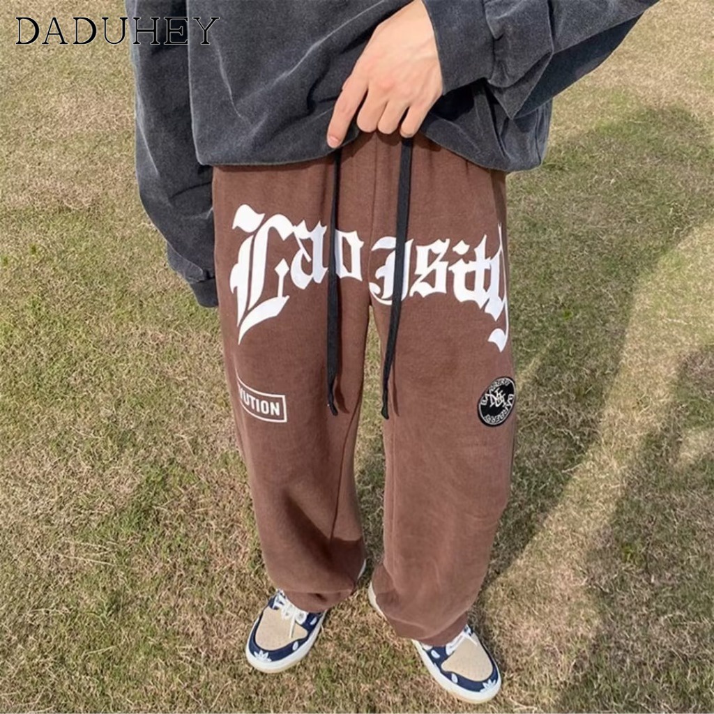 DaDuHey Men's Summer Running Oversized Track Pants European and American Fashion Brand Straight Casual Pants
