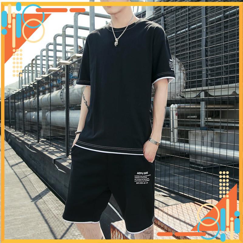 Quần áo hè nam cotton áo thun cộc tay áo phông quần đùi thoáng mát chất liệu cotton thấm hút mồ hôi, siêu mềm mịn lé gấu | BigBuy360 - bigbuy360.vn