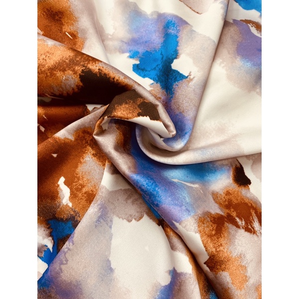 Vải lụa satin lập thể màu loang