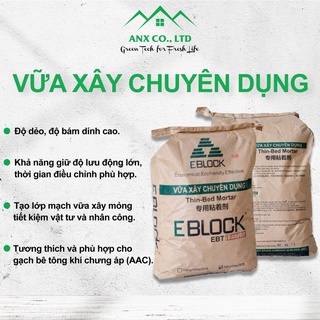 Vữa xây chuyên dụng, Vữa xây trộn sẵn, xi măng xây trộn sẵn chuyên dụng EBT - 104 chuyên dùng cho gạch nhẹ AAC.