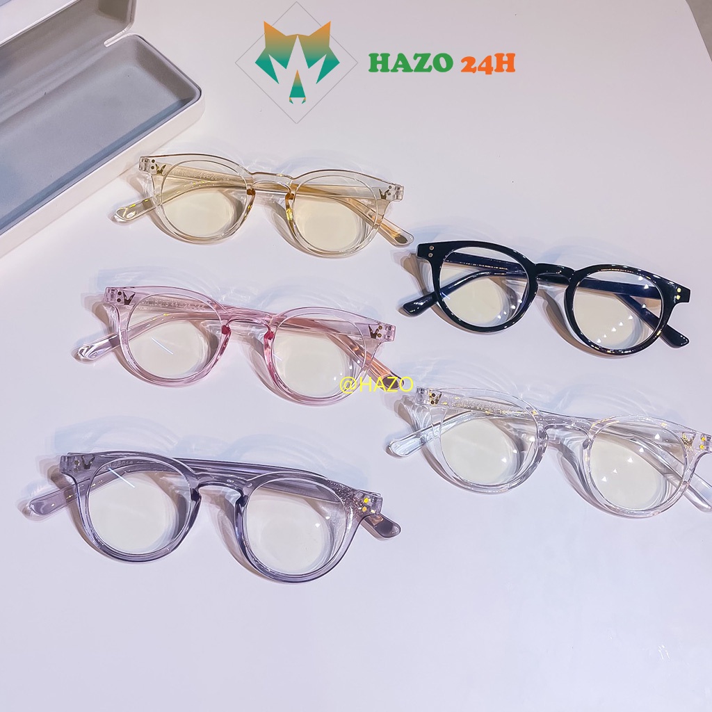 Mắt Kính Giả Cận Form Tròn 2 Chấm Góc 430 Hot Trend Cực Đẹp - Hazo