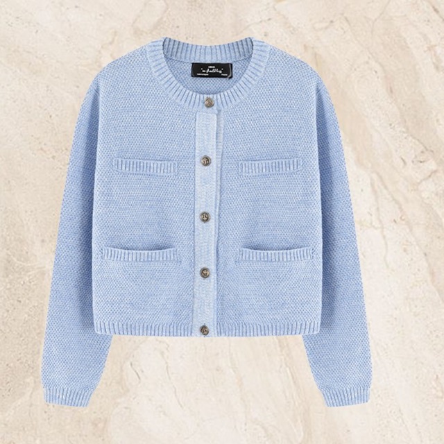 TINGOAN® - Áo len xù cardigan 4 túi xanh tingoan JENNIFER CARDIGAN/LB phiên bản mới nhất tháng 7 năm 2023