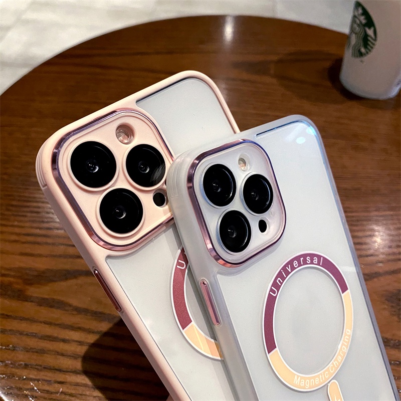 Ốp Điện Thoại Cứng Trong Suốt Từ Tính Có Túi Khí Chống Sốc/Rơi Cho iPhone 12 13 Pro Max ip11