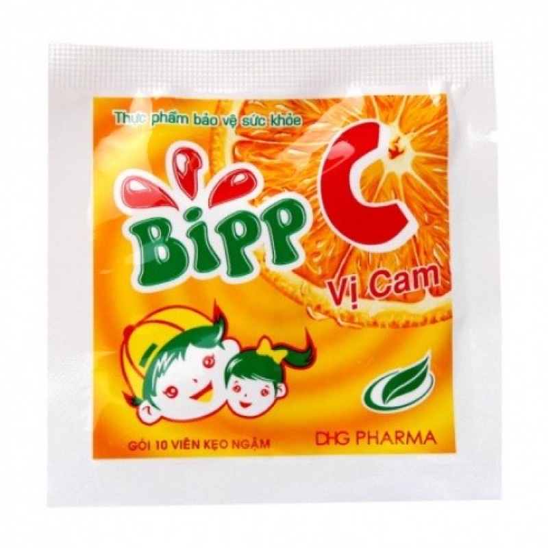 Kẹo C tuổi thơ Bipp C - Viên ngậm giúp tăng cường sức đề kháng cho trẻ - Gói 10 viên kẹo cam
