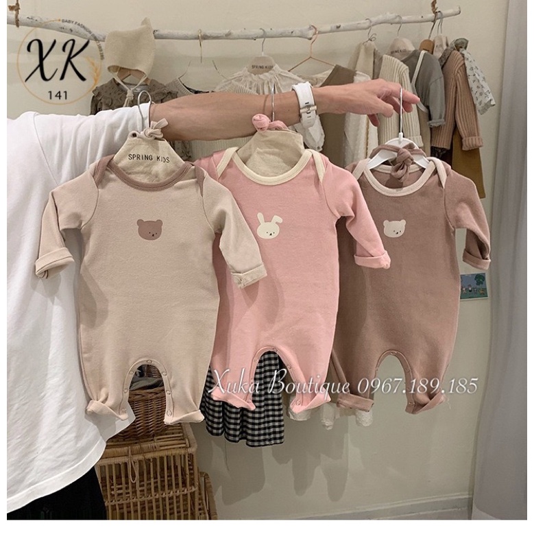 Bộ Đồ Thỏ Gấu Kèm Mũ 3  Màu Thu Đông Cho Bé QCCC