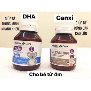 DHA CANXI HEALTHY CARE HỘP 60V HỖ TRỢ TĂNG CƯỜNG TRÍ THÔNG MINH CHO TRẺ