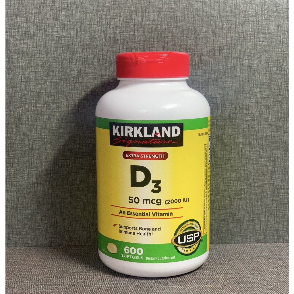 ￼Viên Uống Bổ Sung Vitamin D3 Kirkland D3 50 Mcg (2000iu) 600 Viên - Mỹ