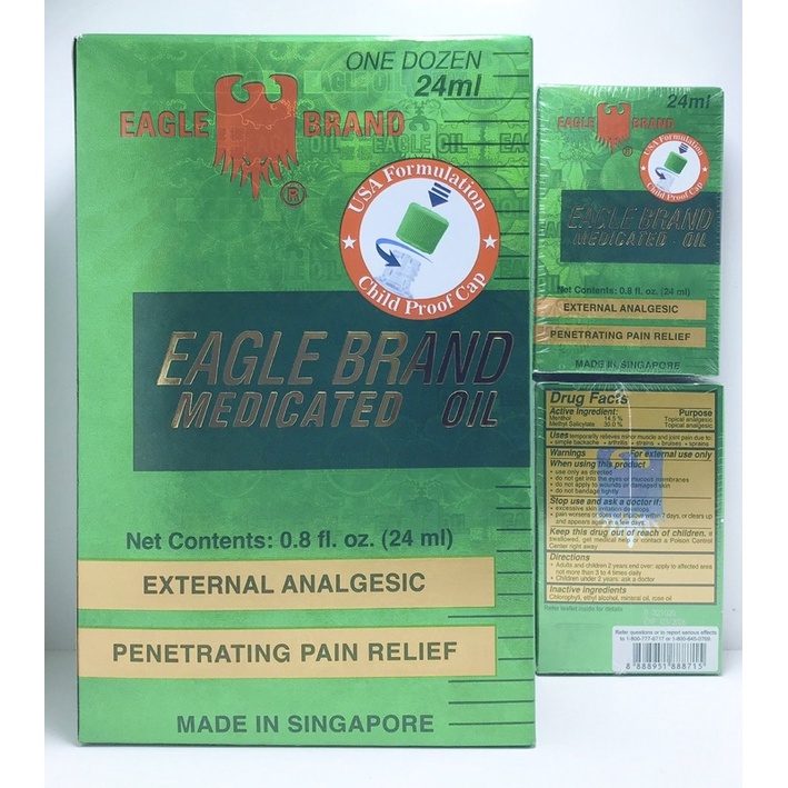 🦅 Dầu Gió Xanh Con Ó EAGLE BRAND 2 nắp Hàng nhập Mỹ 🇺🇸