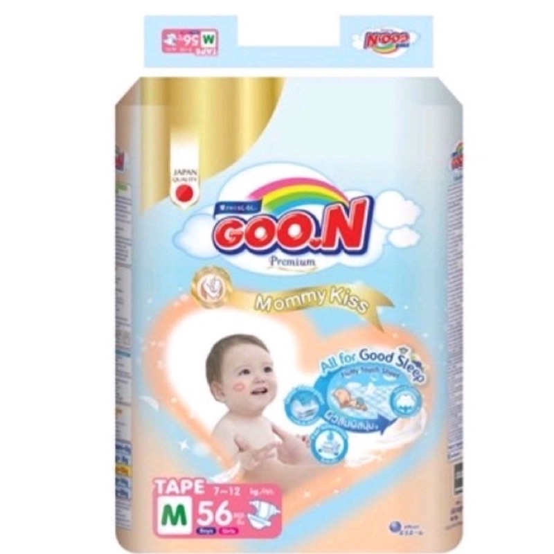 Tã dán/ quần goon mommy kiss mới 12h khô thoáng nb66,s62,m56/m56,l44,xl40,xxl34,xxxl24