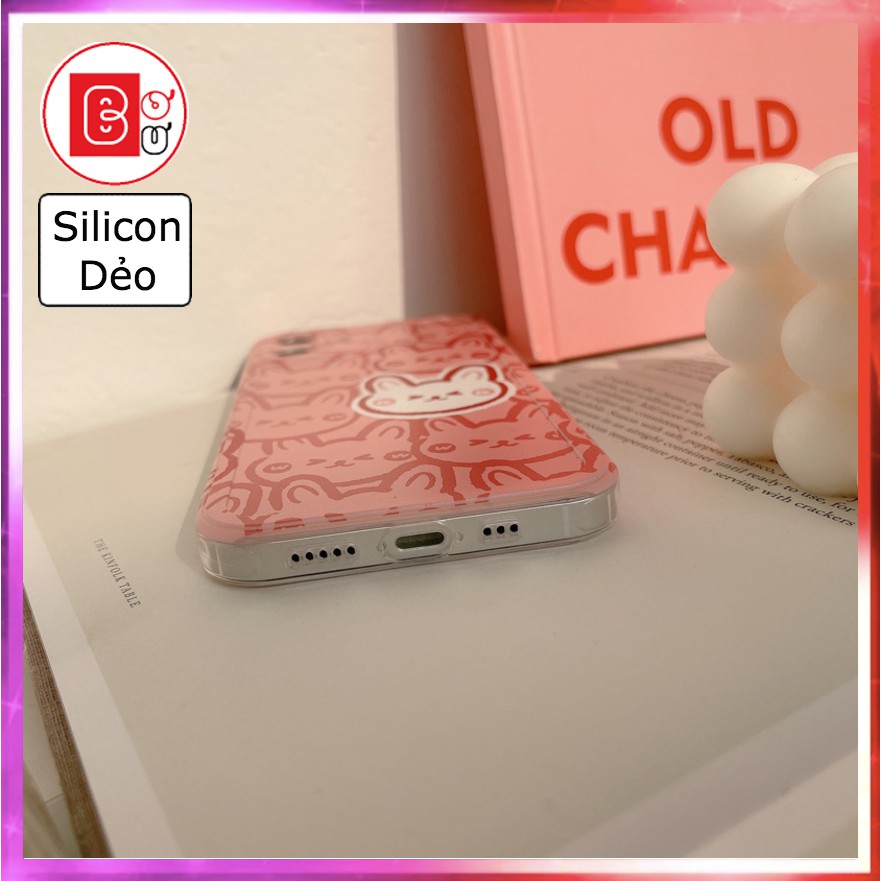 Ốp Lưng iphone 11 /8/8plus/7x/7Plus/xs/ xsmas/12/11/ 11promax/ 12promax thỏ Hồng Trắng-Bơ Bư
