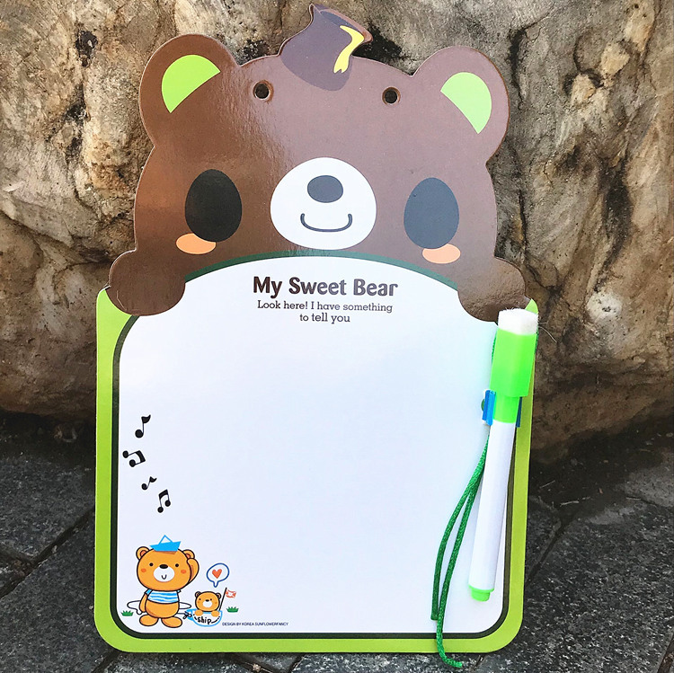 Điểm mới Văn phòng phẩm mới của Hàn Quốc Trường tiểu học Trẻ em hai mặt có thể lau bảng trắng + bút thông minh dễ thương treo bảng trắng nhỏ