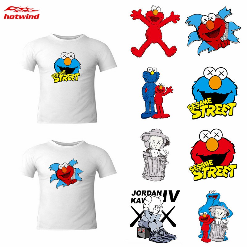 HW Sesame Street Iron Heat Transfer Printing Pattern Sticker Household DIY Shirts Clothes Patches