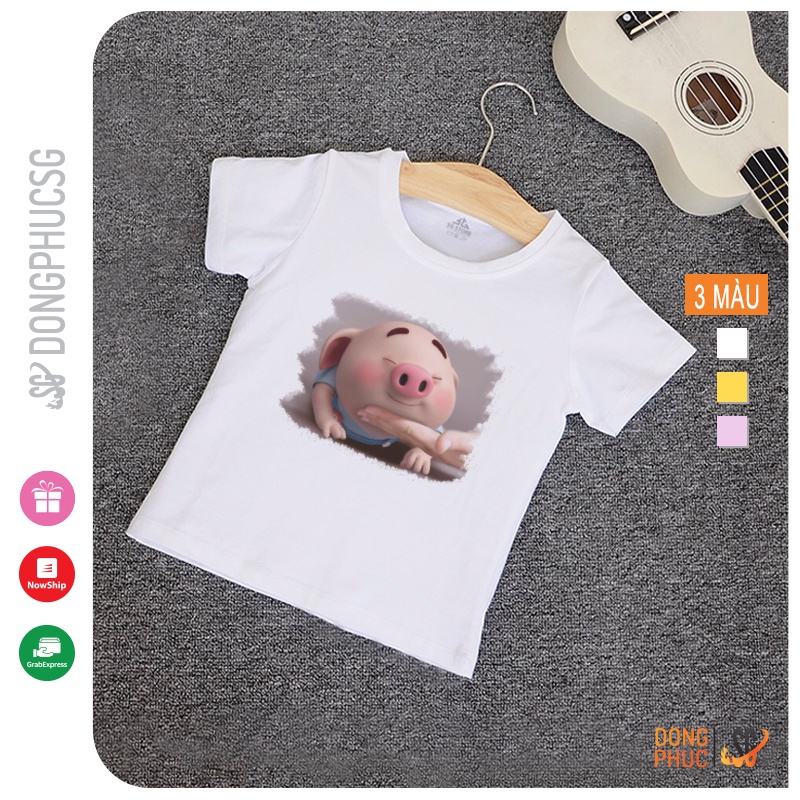 Áo trẻ em hình chú heo dễ thương thun cotton mềm mịn mát mẻ đủ size cho bé trai gái TE06 | SG