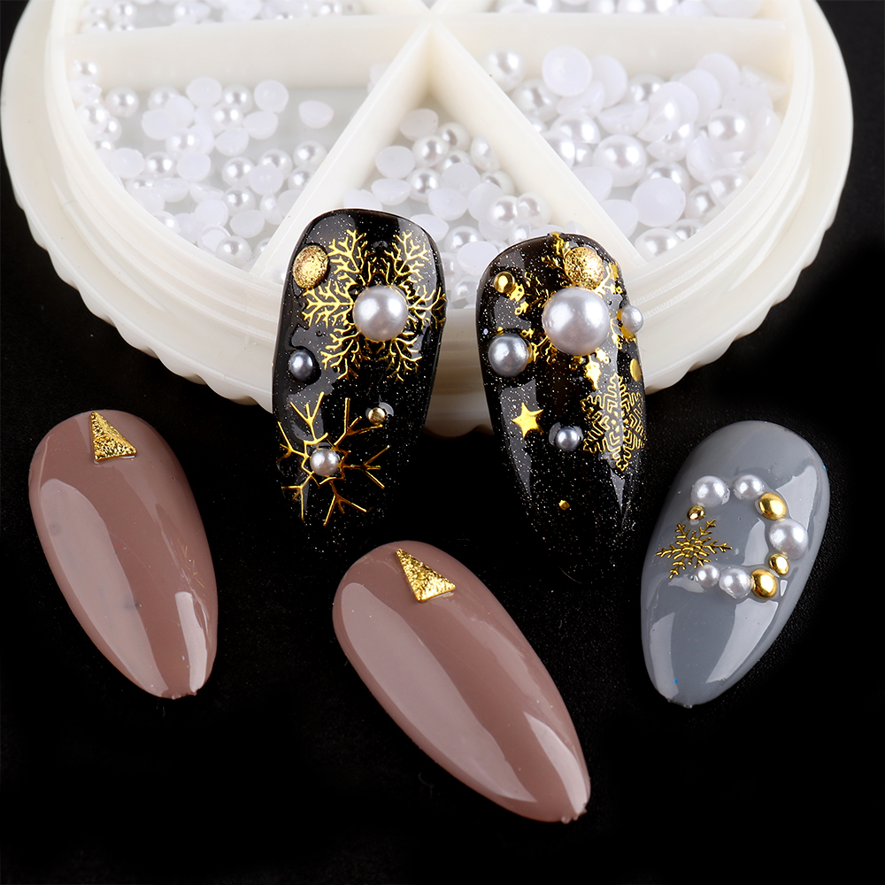 [Hàng mới về] Hộp phụ kiện hạt 3D 6 kích cỡ trang trí móng tay thời trang