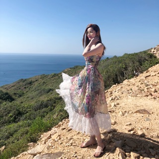 Đầm Maxi Lỡ Cúp Ngực Ren Chân