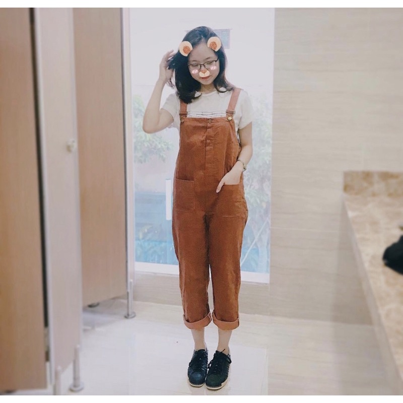 Quần yếm nhung tăm dễ thương🍑