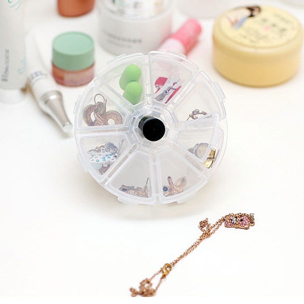 Plastic 8 Cells Jewelry Organiser Container Storage Box