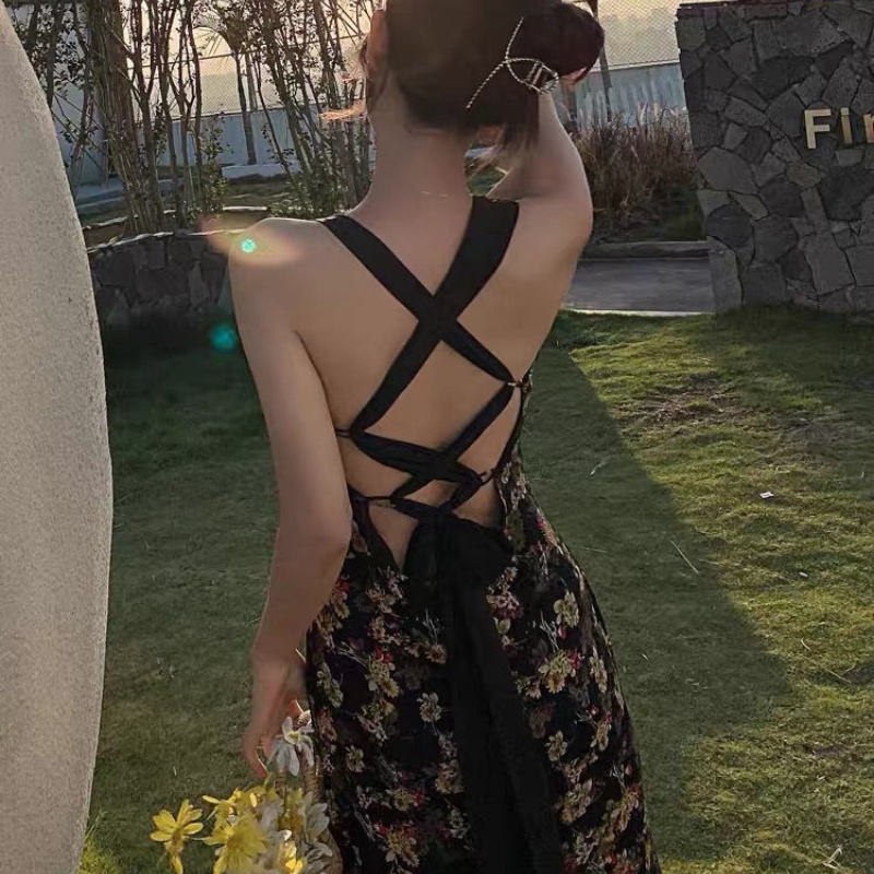 Đầm Hai Dây Dáng Ôm In Hoa Phong Cách Retro Pháp Thời Trang Mùa Hè Hàng Mới Dành Cho Bạn Nữ