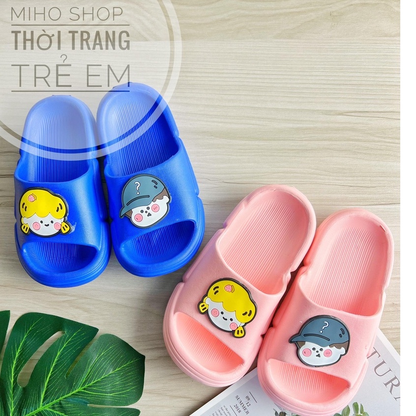Dép Quai Ngang Nguyên Khối Siêu Nhẹ Chống Trượt Hình Bé Trai Bé Gái Siêu Xinh