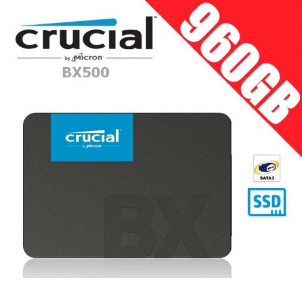 Ổ cứng SSD Crucial BX500 3D NAND SATA III 2.5 inch 960GB R540MB/s W500GB/s (Xanh)